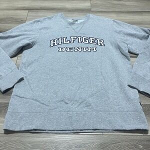 Vintage Tommy Jeans Embroidered Spellout HILFIGER DENIM Sweatshirt Gray Medium